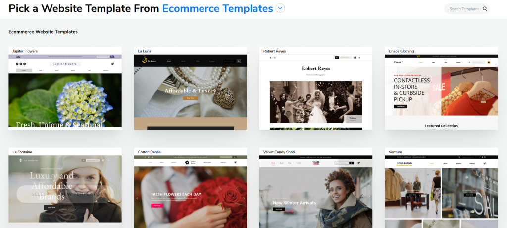 Ecommerce templates from Website.com