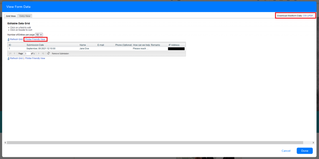 You can also print or doanload data in CSV or PDF format here