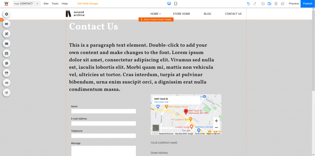 Contact Us - chosen layout