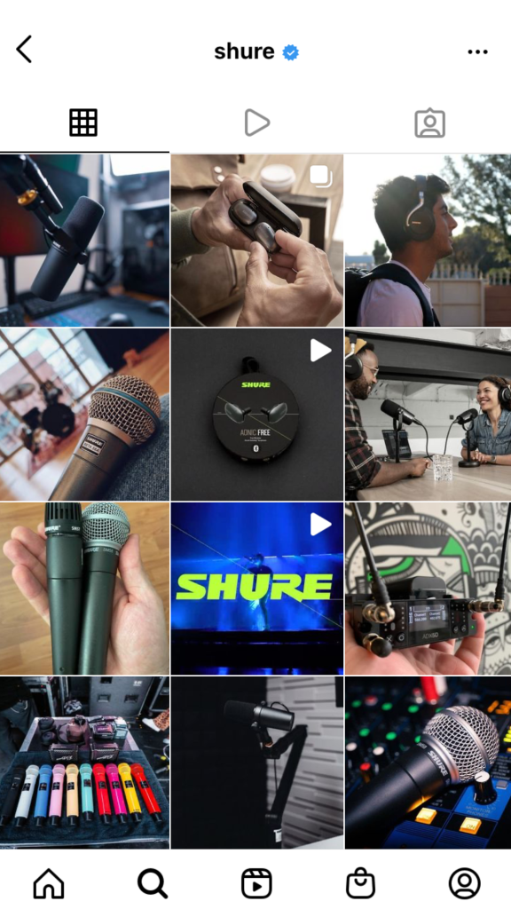 Shure's Instagram is filled with photos of their product