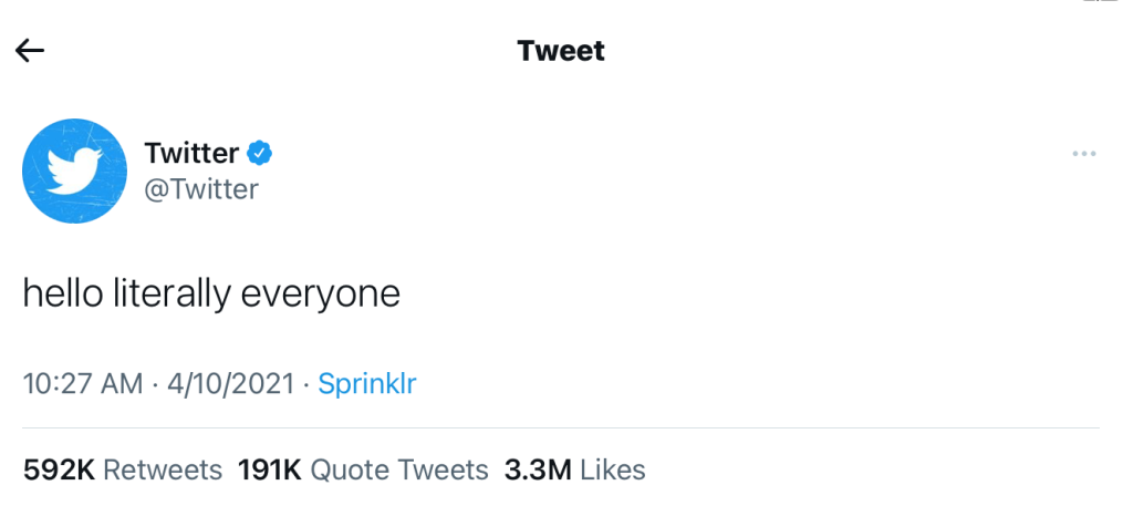 Twitter’s tweet on that day when everyone rushed to Twitter after Facebook went down.