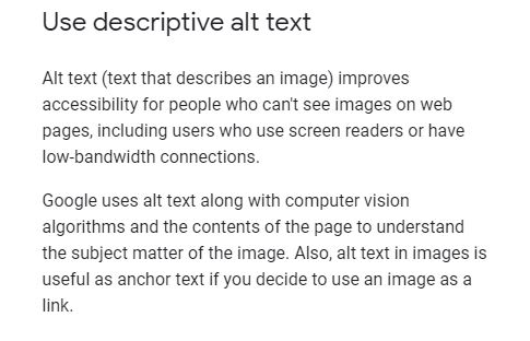 Google Images also looks at image alt text to understand the context of an image.