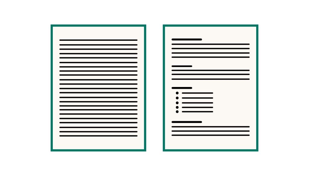 Break your text into different short paragraphs, use headings to tell your readers what an exact paragraph is about, and other content style (lists, paragraphs, etc.) so readers can easing consume your content